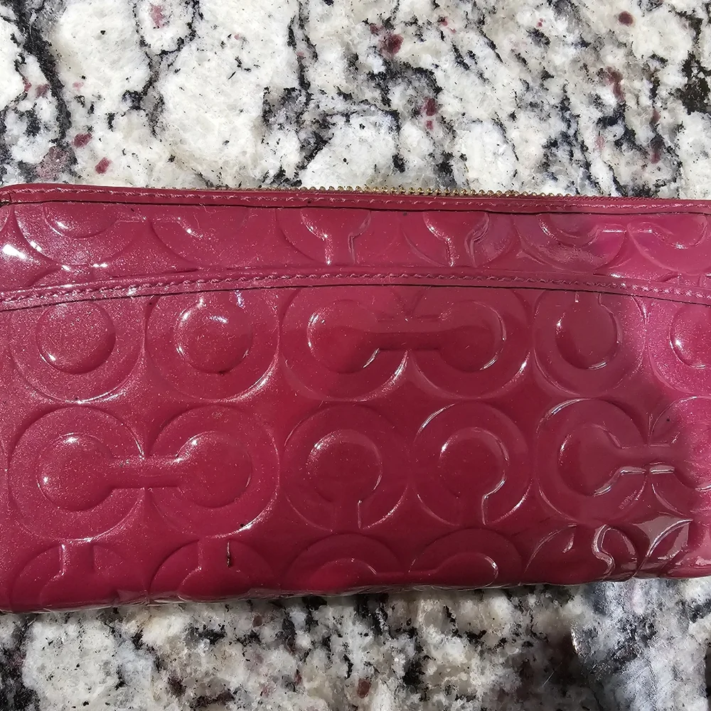 Coach Pink Magenta Embossed Wallet - Picture 2 of 3